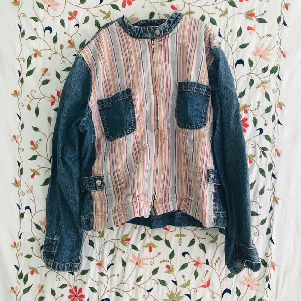 Vintage striped jean jacket